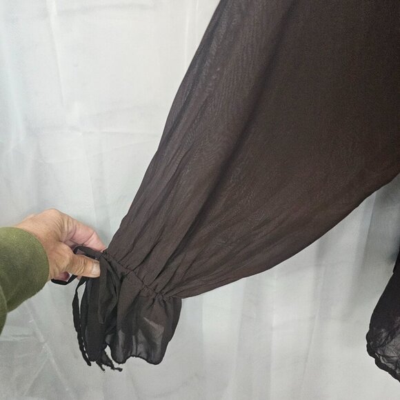 Kaelyn Max Blouse Brown Sheer Boho Lace Gypsy Hippie 1X - Picture 4 of 12